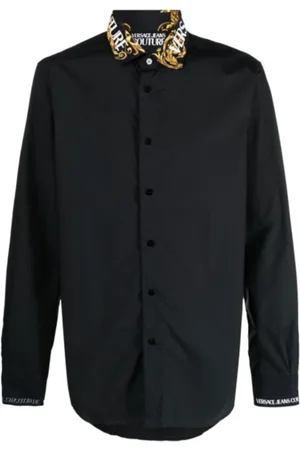 VERSACE Heren, Overhemden, Zwart, Maat: 2XL Katoen