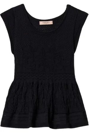 Twin-Set Dames, Tops, Zwart, Maat: S Leer