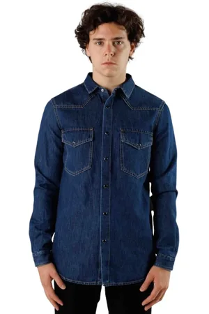 VALENTINO Heren, Overhemden, Blauw, Maat: M Denim