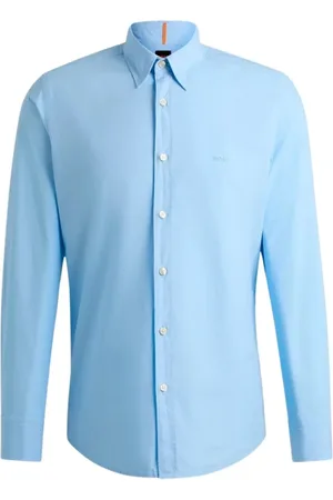 HUGO BOSS Heren, Overhemden, Blauw, Maat: S Katoen
