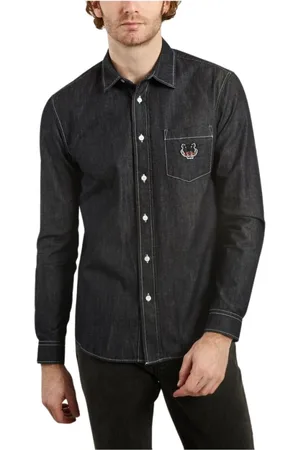 Kenzo Heren, Overhemden, Grijs, Maat: XL Denim