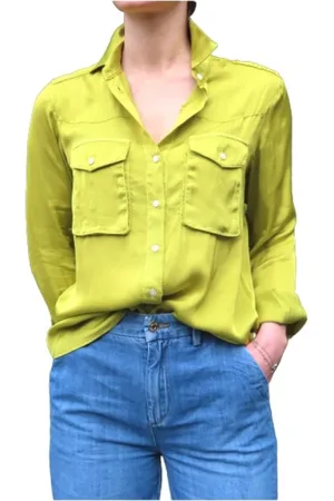 Masons Dames, Blouses & Shirts, Groen, Maat: XS Satijn