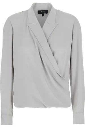 THEORY Dames, Blouses & Shirts, Grijs, Maat: L Zijde