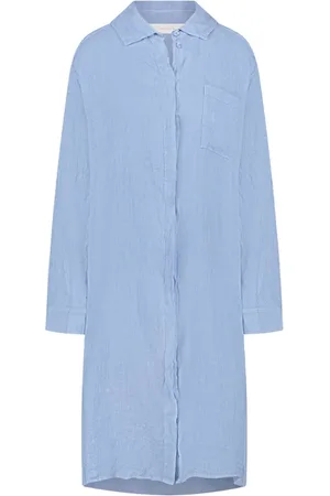 NUKUS Dames, Jurken, Blauw, Maat: S Linnen