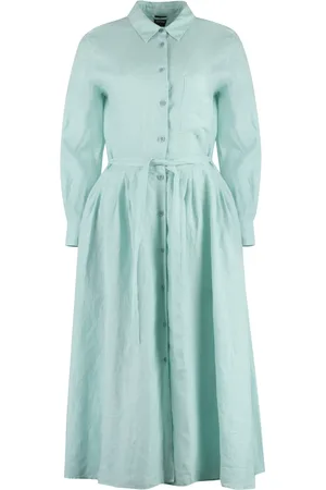Aspesi Dames, Jurken, Blauw, Maat: M Linnen