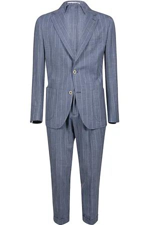 ELEVENTY Heren, Pakken, Blauw, Maat: S Linnen