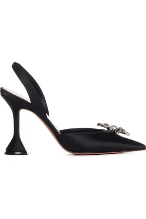 Amina Muaddi Dames, Schoenen, Zwart, Maat: 36 EU Zijde