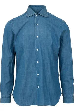 BARBA Heren, Overhemden, Blauw, Maat: 2XL Denim