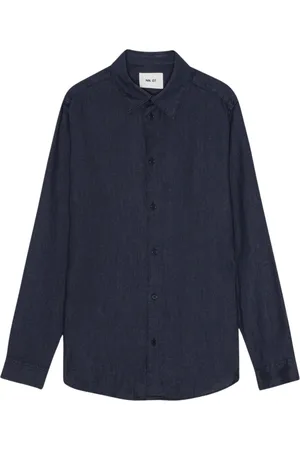 NN.07 Heren, Overhemden, Blauw, Maat: M Linnen