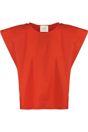 ALYSI Dames, Blouses & Shirts, Oranje, Maat: S Katoen