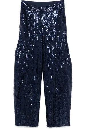 ROTATE Dames, Broeken, Blauw, Maat: S Poliester