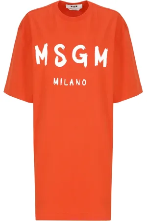 Msgm Dames, Jurken, Oranje, Maat: S Katoen
