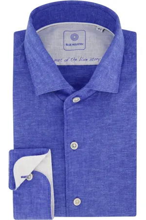 Blue Industry Heren, Overhemden, Blauw, Maat: 3XL Linnen