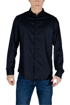Armani Exchange Heren, Overhemden, Blauw, Maat: XL Polyamide
