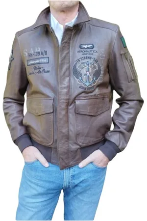 Aeronautica Militare Heren, Jassen, Bruin, Maat: XL Katoen