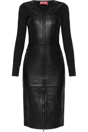 Diesel Dames, Jurken, Zwart, Maat: 2XS Leer