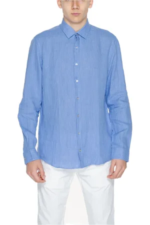 Calvin Klein Heren, Overhemden, Blauw, Maat: M Linnen