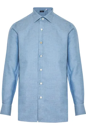 Finamore Heren, Overhemden, Blauw, Maat: L Katoen