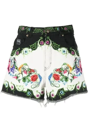 VERSACE Dames, Korte broeken, Veelkleurig, Maat: W30 Leer