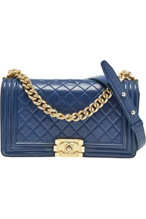 CHANEL Dames, Pre-owned, Blauw, Maat: ONE Size Leer