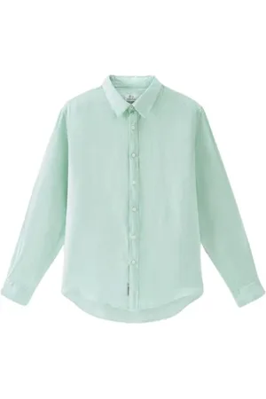 Woolrich Heren, Overhemden, Groen, Maat: S Linnen