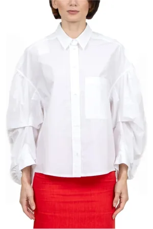 TELA Dames, Blouses & Shirts, Wit, Maat: S Katoen