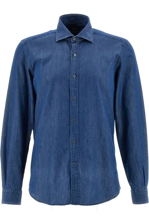 FAY Heren, Overhemden, Blauw, Maat: L Denim