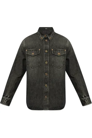 VERSACE Heren, Overhemden, Grijs, Maat: XL Denim