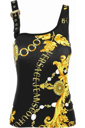 VERSACE Dames, Tops, Zwart, Maat: 3XS Katoen