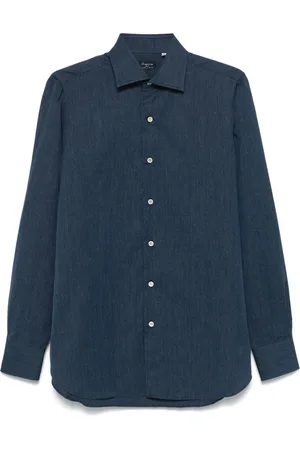 Finamore Heren, Overhemden, Blauw, Maat: 3XL Katoen