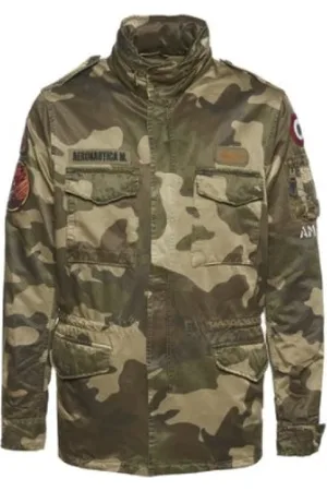Aeronautica Militare Heren, Jassen, Groen, Maat: 2XL Katoen