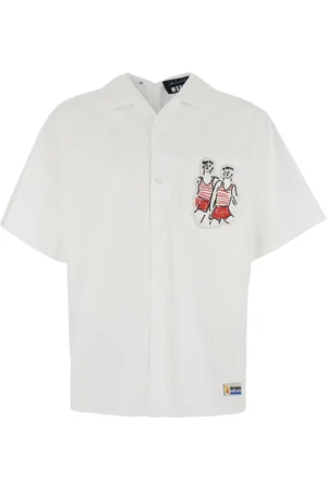 Msgm Heren, Overhemden, Wit, Maat: XL Katoen