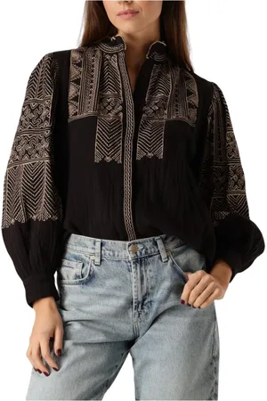 Antik Batik Dames, Blouses & Shirts, Zwart, Maat: XS Katoen