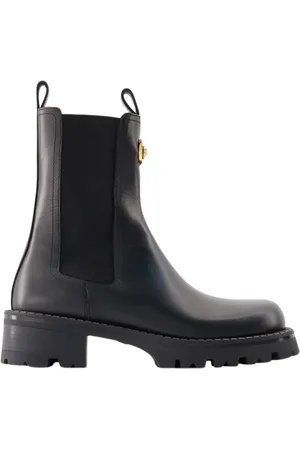 VERSACE Dames, Schoenen, Zwart, Maat: 38 1/2 EU Leer