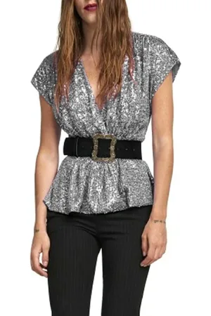 ANIYE BY Dames, Blouses & Shirts, Grijs, Maat: S Leer