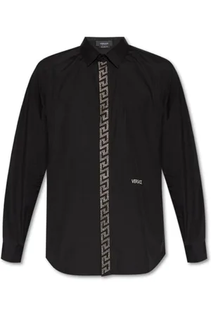 VERSACE Heren, Overhemden, Zwart, Maat: 2XL Katoen