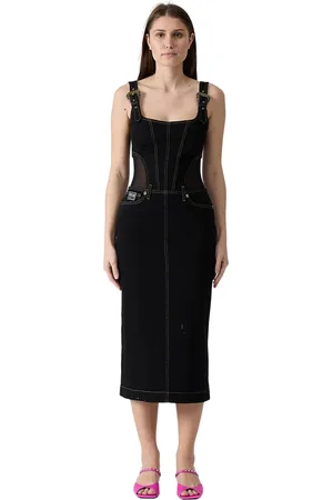 VERSACE Dames, Jurken, Zwart, Maat: 2XS Denim