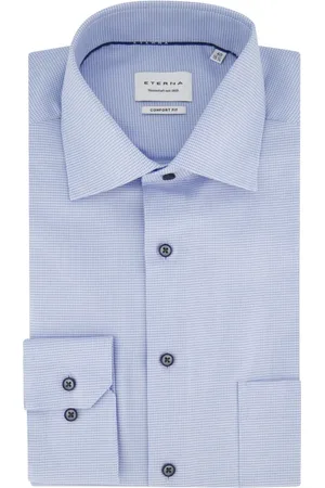 ETERNA Heren, Overhemden, Blauw, Maat: XL Katoen