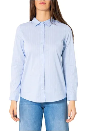 JACQUELINE DE YONG Dames, Blouses & Shirts, Blauw, Maat: 2XL Katoen