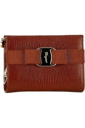Salvatore Ferragamo Dames, Pre-owned, Bruin, Maat: ONE Size Leer