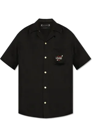 AllSaints Heren, Overhemden, Zwart, Maat: 2XL Satijn