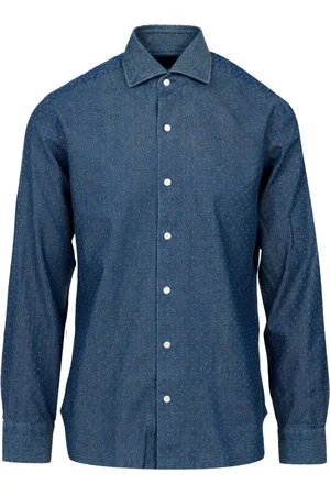 BARBA Heren, Overhemden, Blauw, Maat: 4XL Katoen