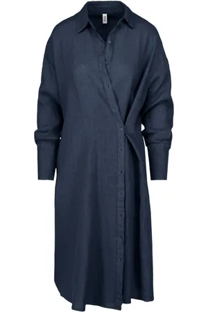 Bomboogie Dames, Jurken, Blauw, Maat: XL Linnen