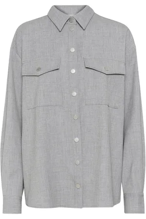 Gestuz Dames, Blouses & Shirts, Grijs, Maat: L Katoen