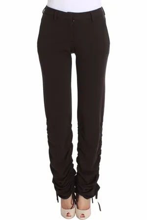 ERMANNO SCERVINO Dames, Broeken, Bruin, Maat: 2XS Viscose