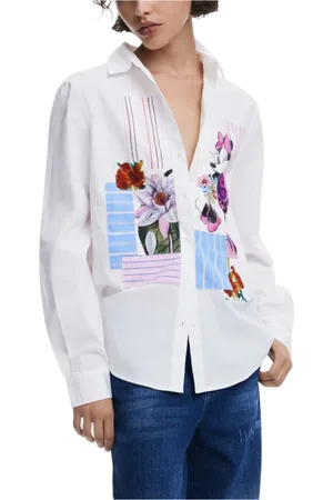 Desigual Dames, Blouses & Shirts, Wit, Maat: XL Katoen