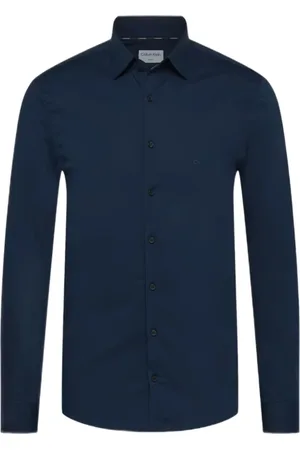 Calvin Klein Heren, Overhemden, Blauw, Maat: S Katoen