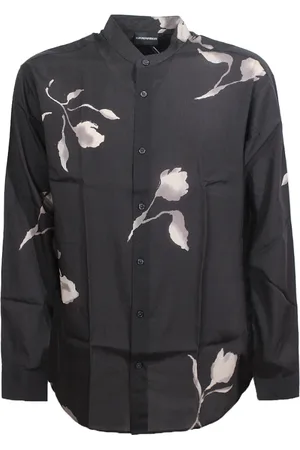 Emporio Armani Heren, Overhemden, Zwart, Maat: M Viscose