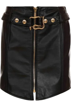 Roberto Cavalli Dames, Rokken, Zwart, Maat: M Leer