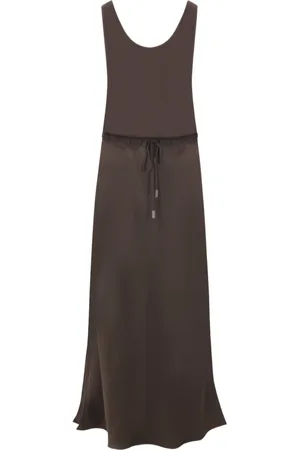 Brunello Cucinelli Dames, Jurken, Bruin, Maat: XL Satijn